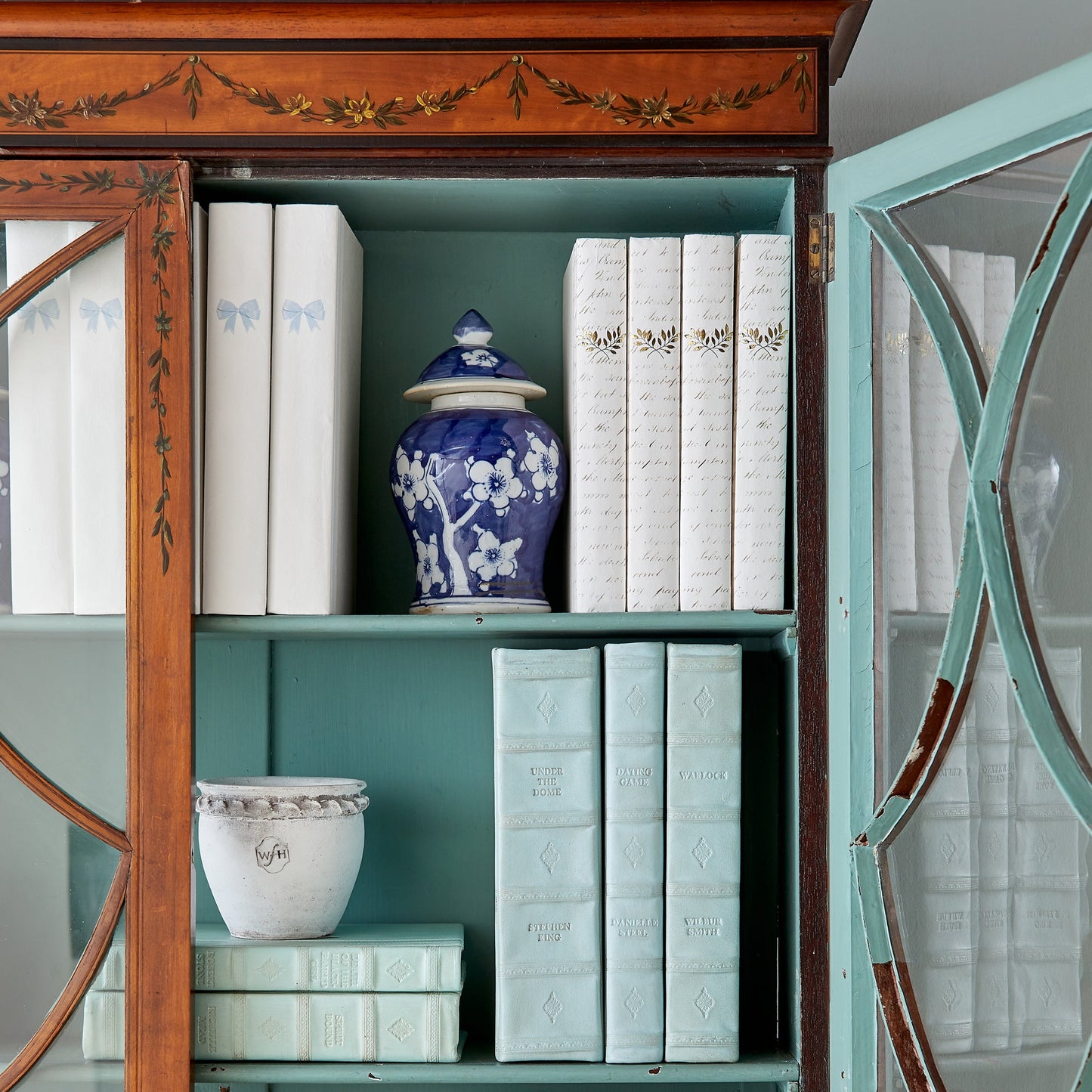 Navy Floral Mini Temple Jar