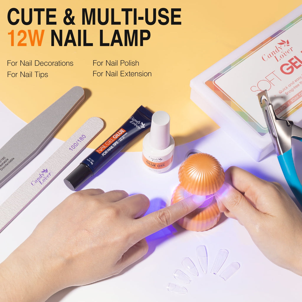 Candy Lover Clear Medium Almond Fake Nail Tips for Press on Nails, 552Pcs Soft Gel Tips for Nail Extensions Full Cover Pre-shaped 12 Sizes Clear False Nails for Nail Art