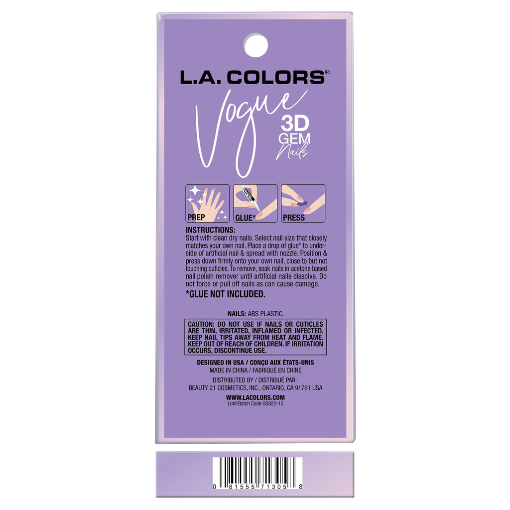 L.A. COLORS Vogue Nails , Pretty Haze, 24 Pieces