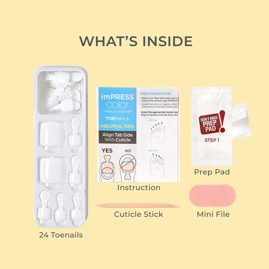 imPRESS Color Press-On Toenails, No Glue Needed, Solid Green, Square, 27 Ct.