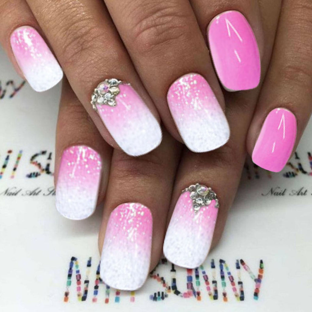 Nails Design Long Shiny Acrylic Full Coverage Flower Nails for Women and Girls - 24 Elegant Sets