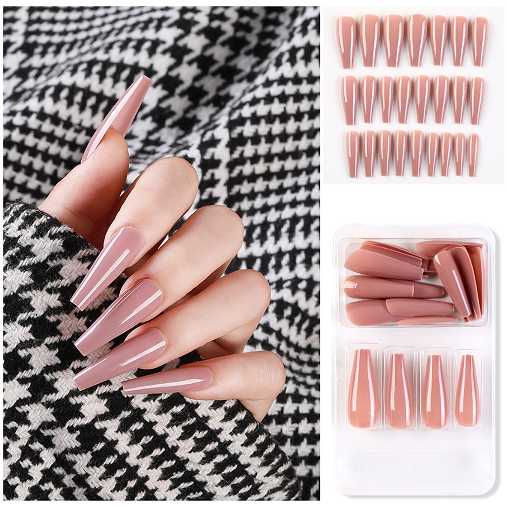 Europe And America Style Full Coverage Nails For Women 24 Long Nails With Glue Kit