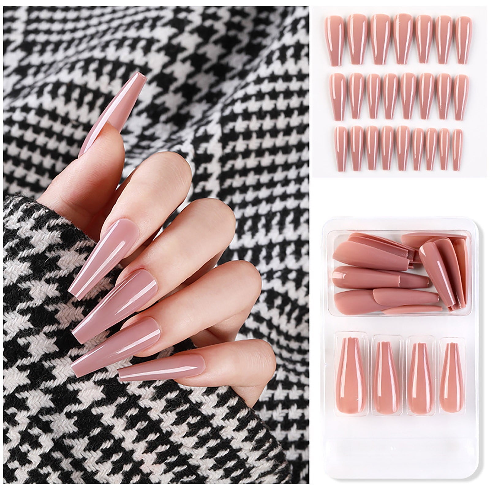 Europe And America Style Full Coverage Nails For Women 24 Long Nails With Glue Kit