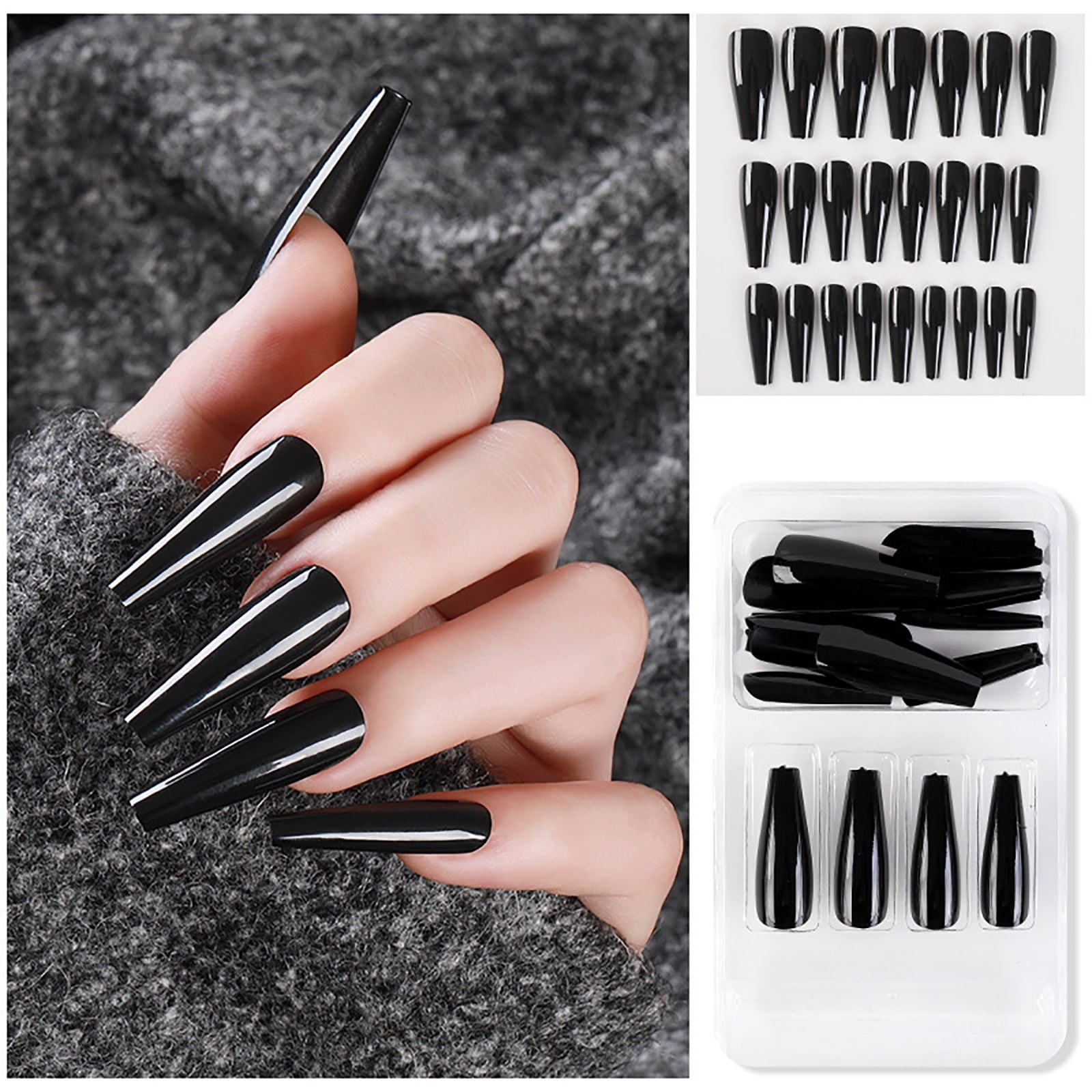 Europe And America Style Full Coverage Nails For Women 24 Long Nails With Glue Kit