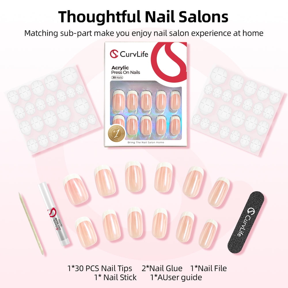 CurvLife Shining Fireworks Press-On Nails - 24PCS Short Square Fake Nails, Non-Toxic & Reusable, Salon Quality DIY
