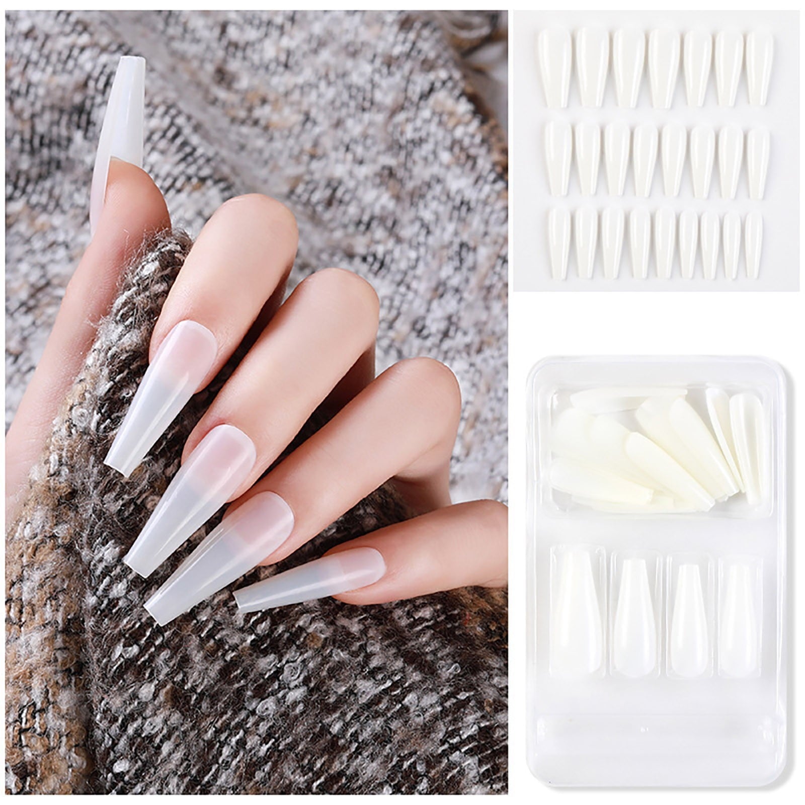 Europe And America Style Full Coverage Nails For Women 24 Long Nails With Glue Kit