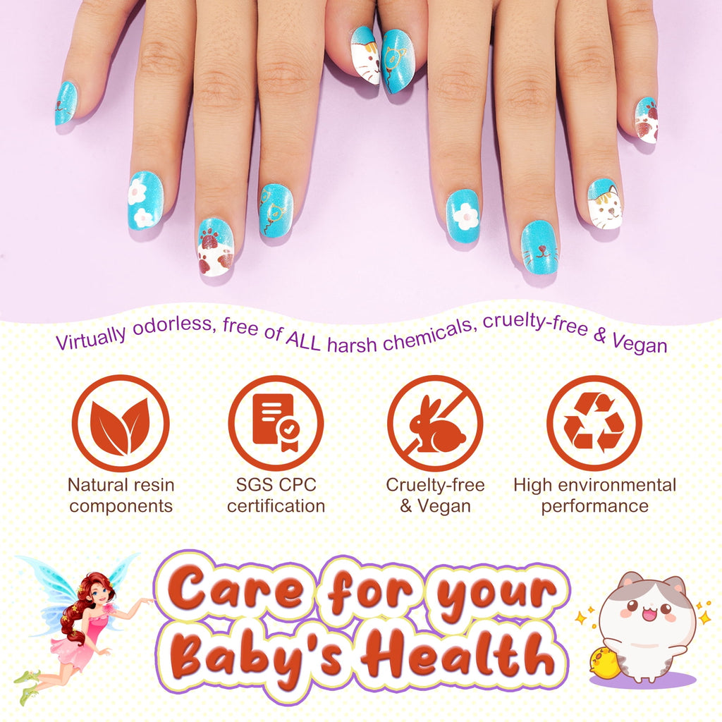 Aliver 288 Pieces Fake Press on Nails for Kids,Girls' Cute Nail Art Decoration,Gifts for Aged 3-12 Children,Style A+B