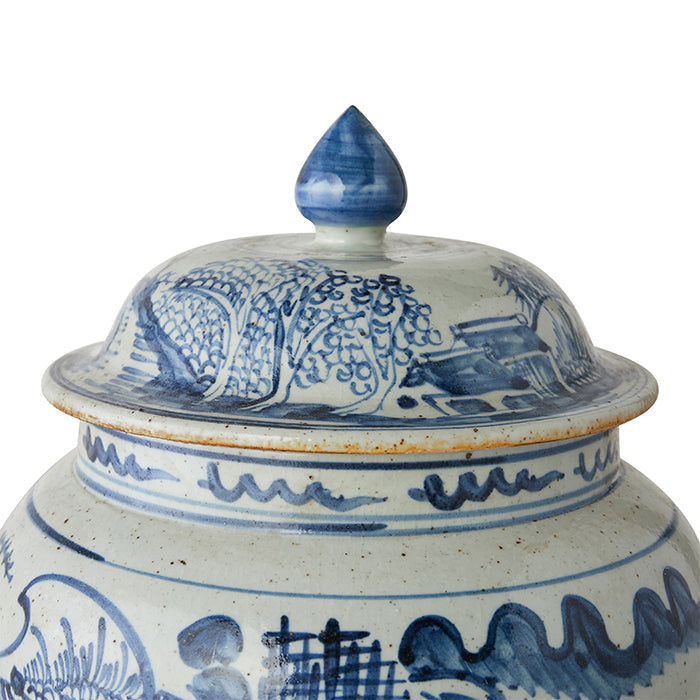 Blue & White Landscape Lidded Jar