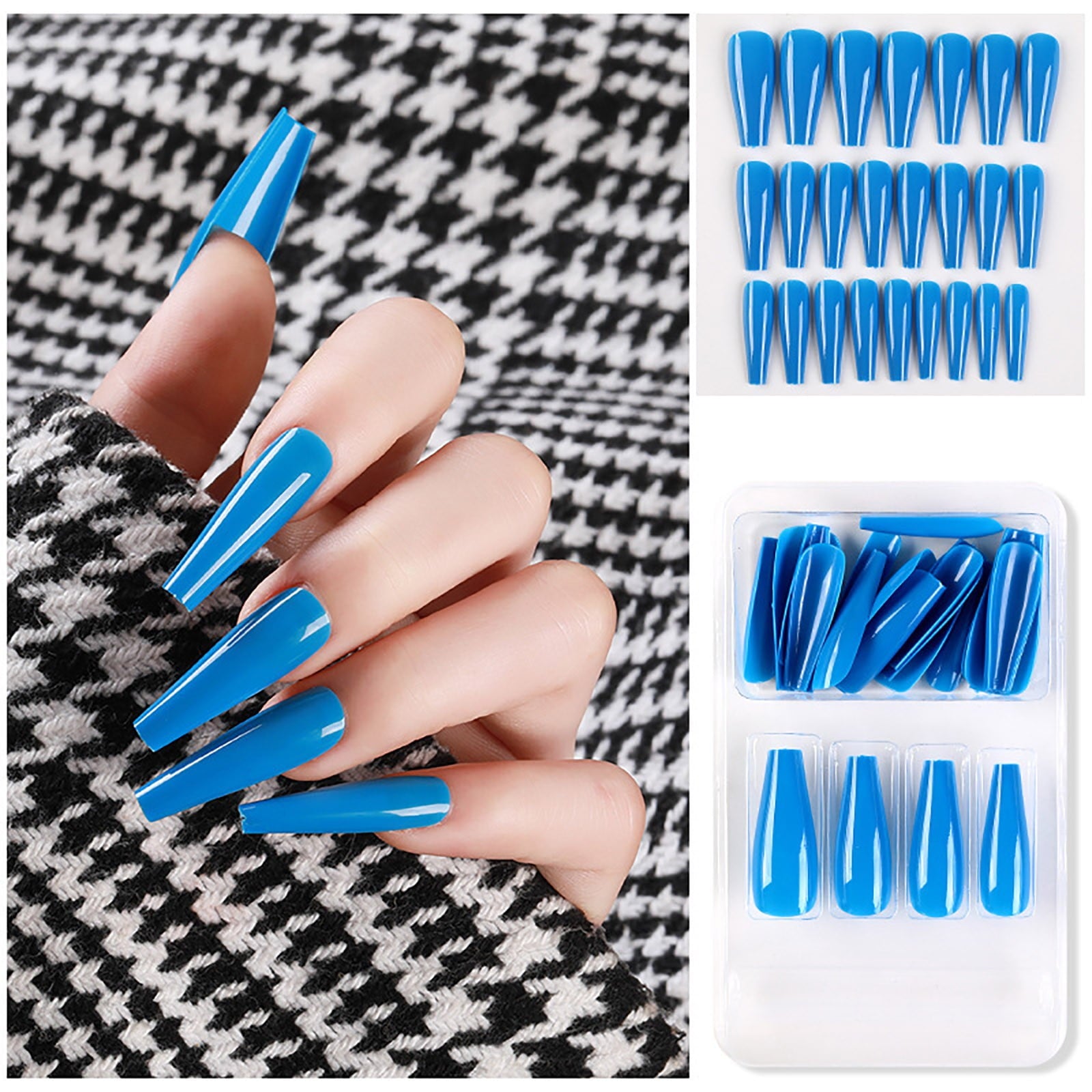 Europe And America Style Full Coverage Nails For Women 24 Long Nails With Glue Kit