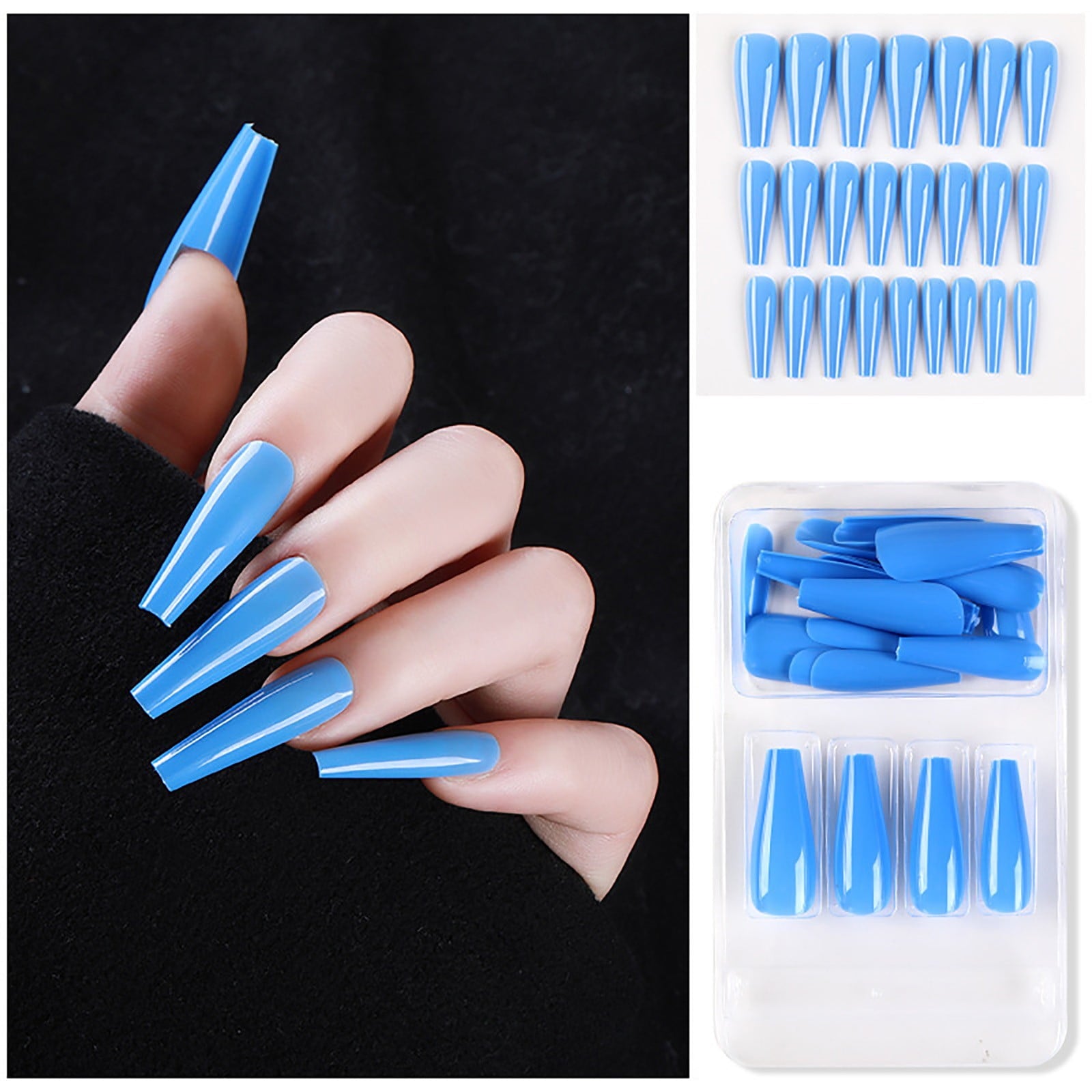 Europe And America Style Full Coverage Nails For Women 24 Long Nails With Glue Kit