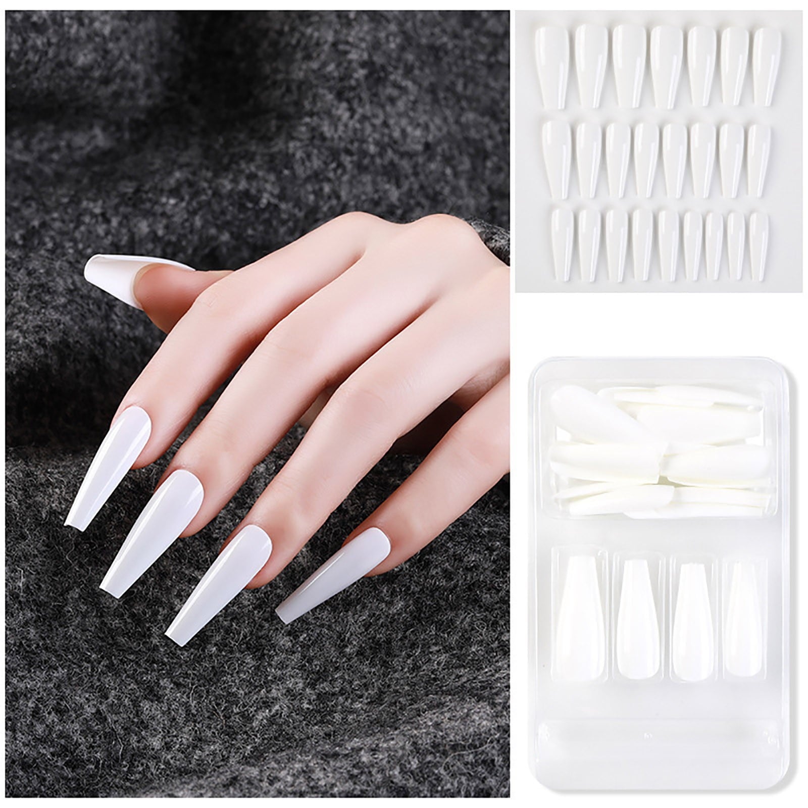 Europe And America Style Full Coverage Nails For Women 24 Long Nails With Glue Kit