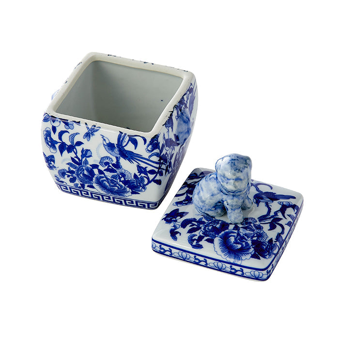 Foo Dog Jar in Blue & White