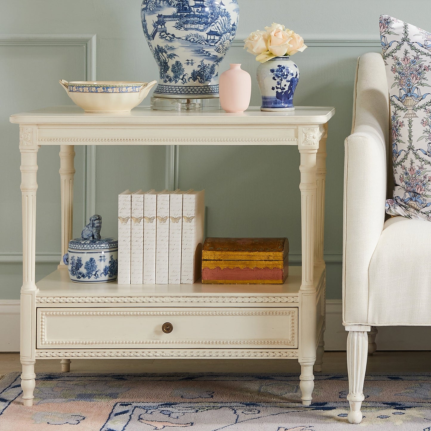 Foo Dog Candy Jar in Blue & White