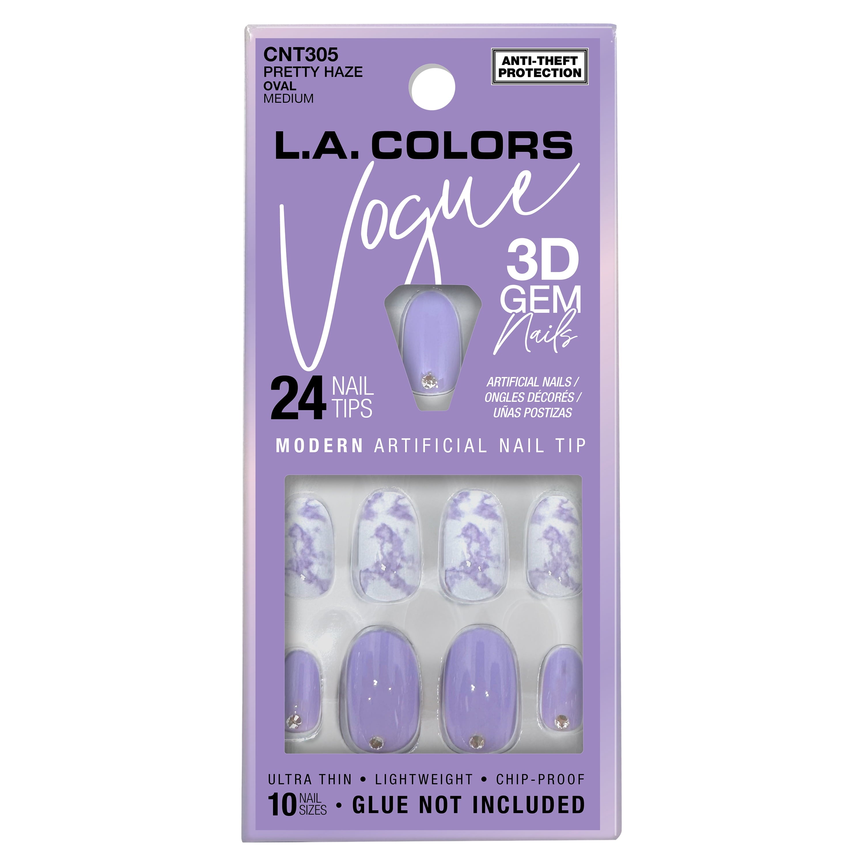 L.A. COLORS Vogue Nails , Pretty Haze, 24 Pieces
