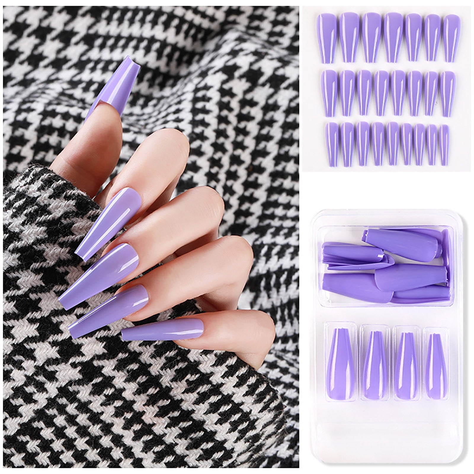 Europe And America Style Full Coverage Nails For Women 24 Long Nails With Glue Kit