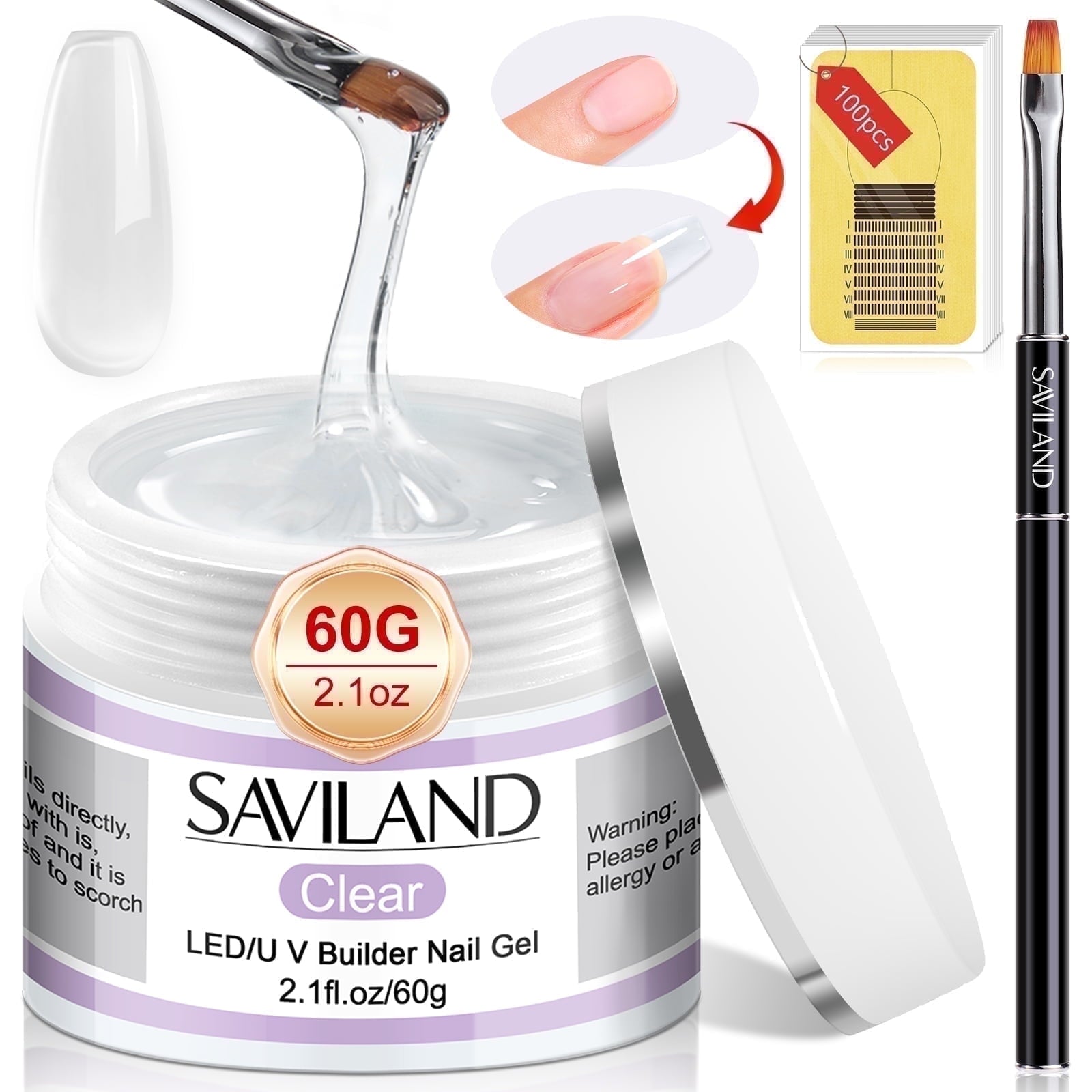 SAVILAND 100 G Builder Nail Gel - 3.5 oz Light Pink Hard Gel for Extension Nail Art Manicure Starter for Professional Nails Salon Home DIY
