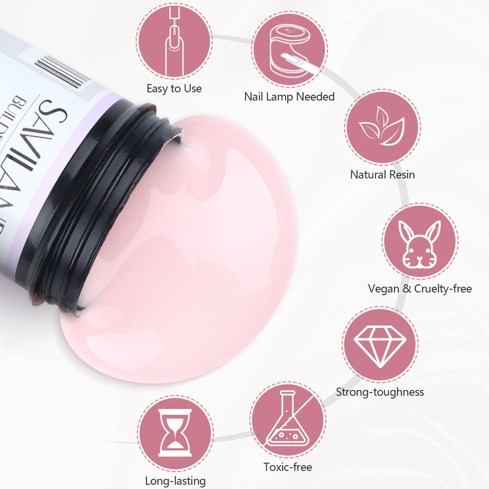 SAVILAND 100 G Builder Nail Gel - 3.5 oz Light Pink Hard Gel for Extension Nail Art Manicure Starter for Professional Nails Salon Home DIY