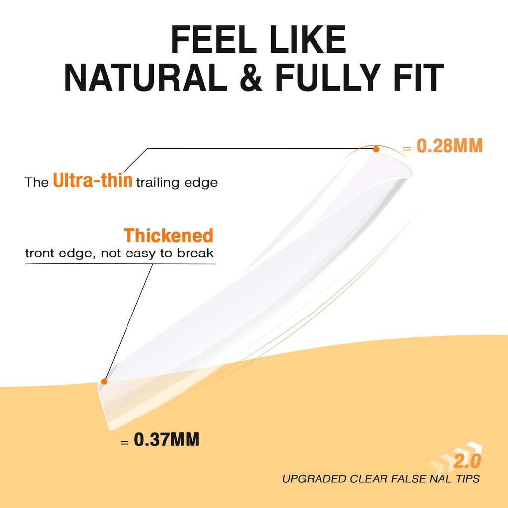 Candy Lover Clear Medium Almond Fake Nail Tips for Press on Nails, 552Pcs Soft Gel Tips for Nail Extensions Full Cover Pre-shaped 12 Sizes Clear False Nails for Nail Art