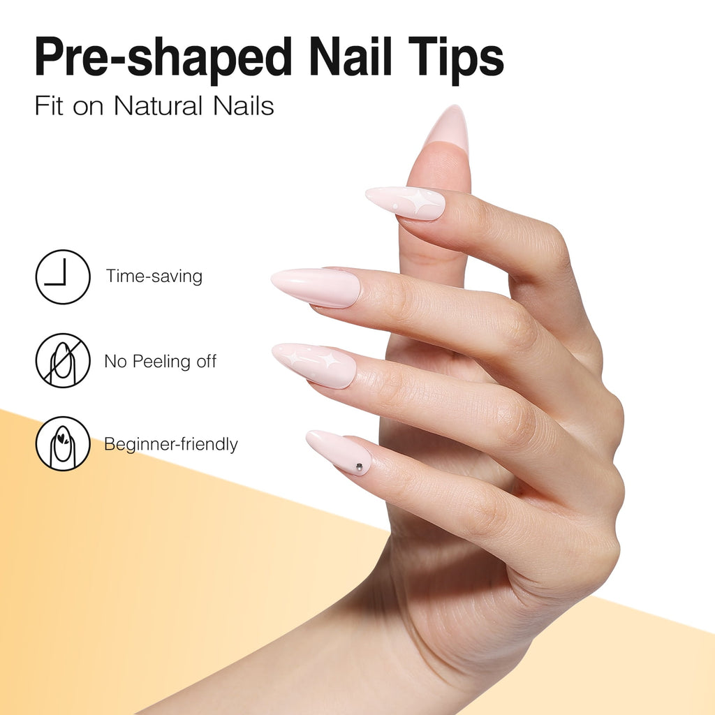 Candy Lover Clear Medium Almond Fake Nail Tips for Press on Nails, 552Pcs Soft Gel Tips for Nail Extensions Full Cover Pre-shaped 12 Sizes Clear False Nails for Nail Art